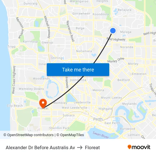 Alexander Dr Before Australis Av to Floreat map