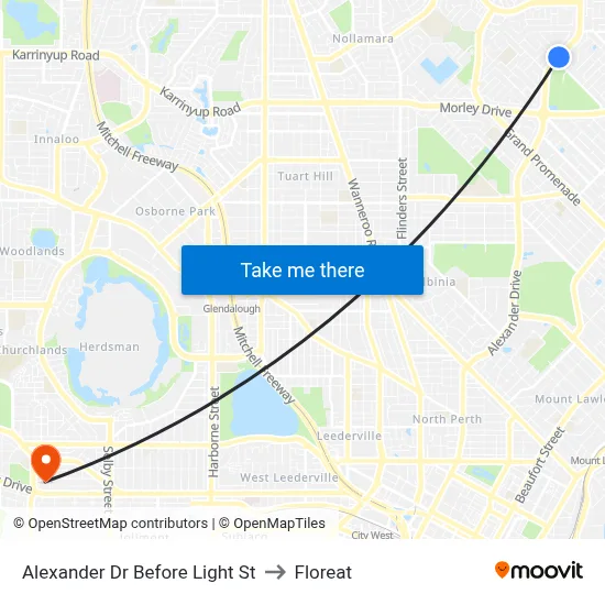Alexander Dr Before Light St to Floreat map