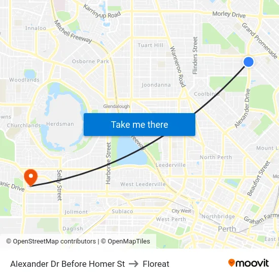 Alexander Dr Before Homer St to Floreat map
