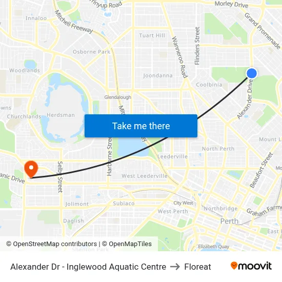Alexander Dr - Inglewood Aquatic Centre to Floreat map