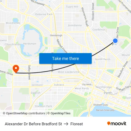Alexander Dr Before Bradford St to Floreat map