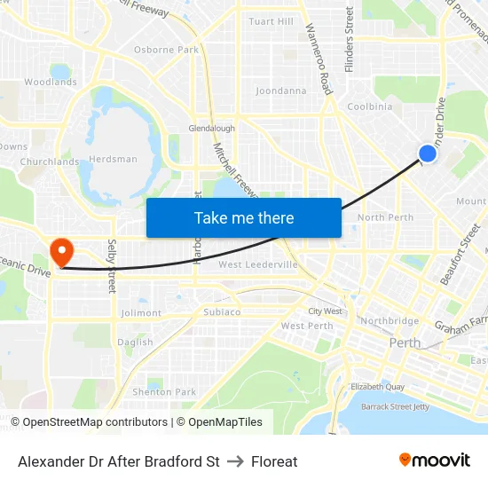 Alexander Dr After Bradford St to Floreat map