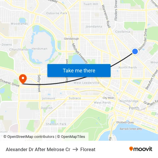 Alexander Dr After Melrose Cr to Floreat map