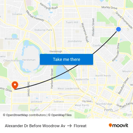 Alexander Dr Before Woodrow Av to Floreat map