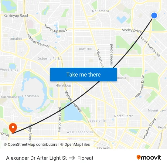 Alexander Dr After Light St to Floreat map