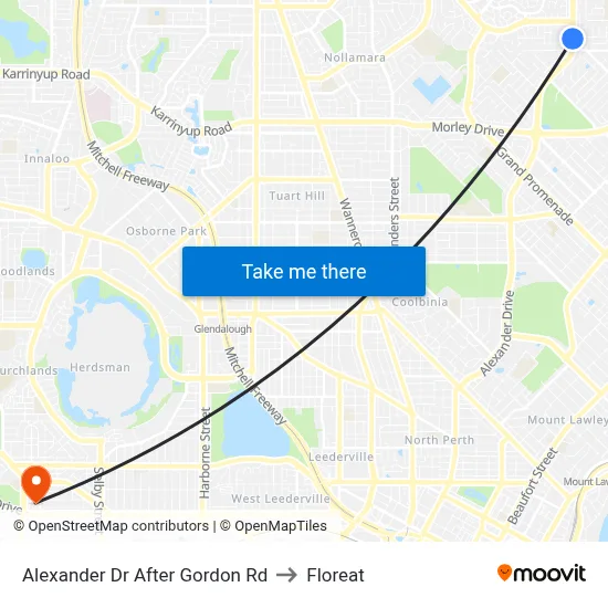 Alexander Dr After Gordon Rd to Floreat map