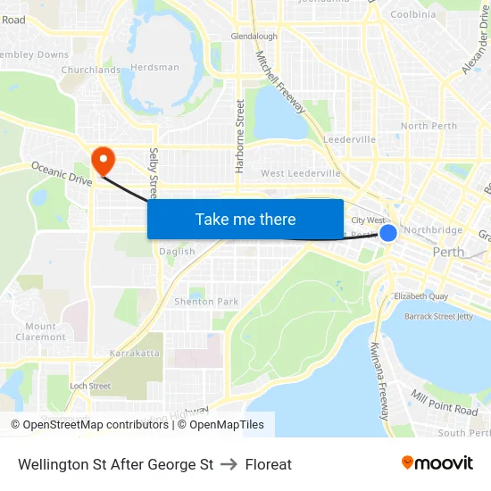 Wellington St After George St to Floreat map