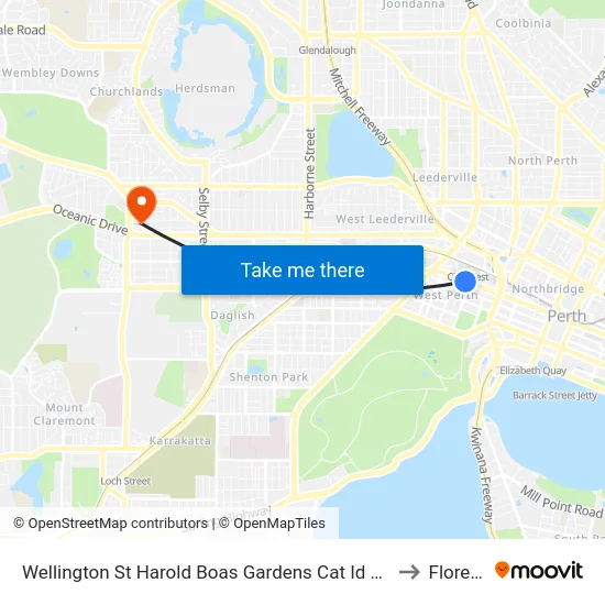 Wellington St Harold Boas Gardens Cat Id 41 to Floreat map