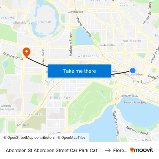 Aberdeen St Aberdeen Street Car Park Cat Id 9 to Floreat map