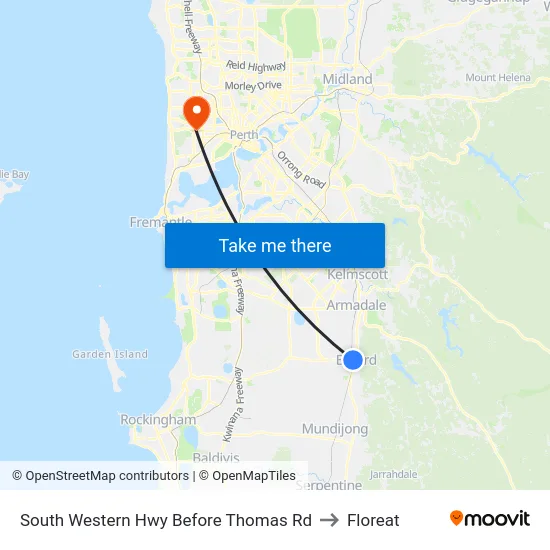 South Western Hwy Before Thomas Rd to Floreat map