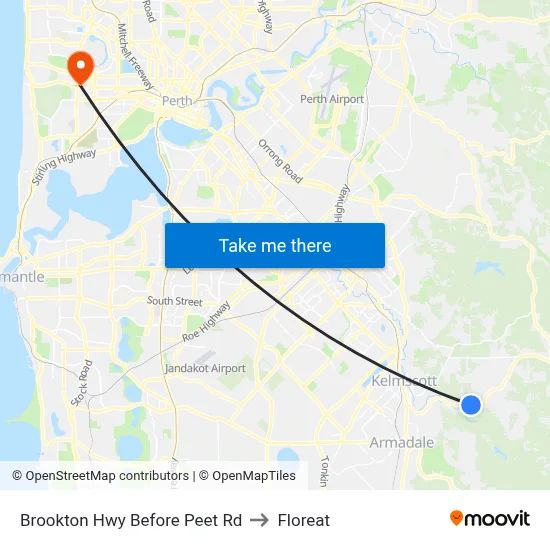 Brookton Hwy Before Peet Rd to Floreat map