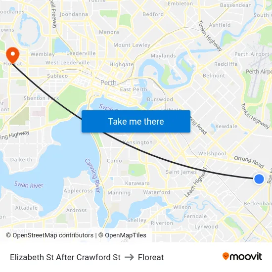Elizabeth St After Crawford St to Floreat map