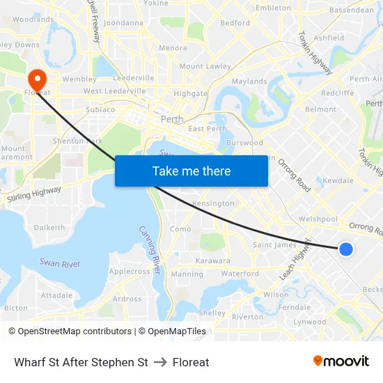 Wharf St After Stephen St to Floreat map