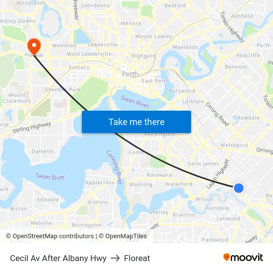 Cecil Av After Albany Hwy to Floreat map