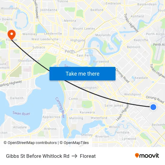 Gibbs St Before Whitlock Rd to Floreat map