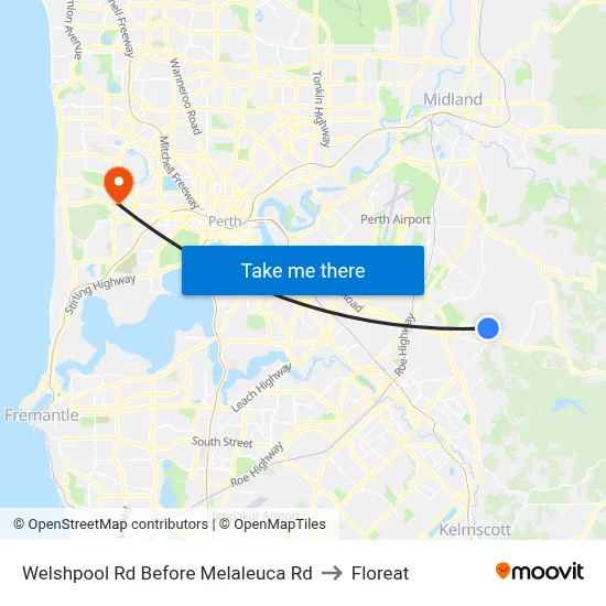 Welshpool Rd Before Melaleuca Rd to Floreat map