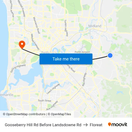 Gooseberry Hill Rd Before Landsdowne Rd to Floreat map