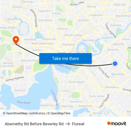 Abernethy Rd Before Beverley Rd to Floreat map