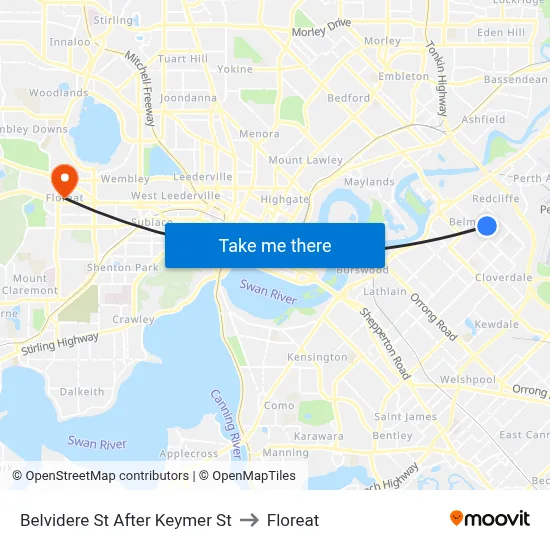 Belvidere St After Keymer St to Floreat map
