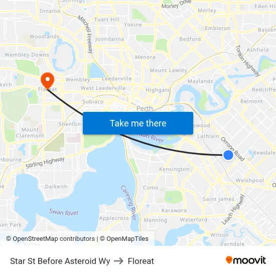 Star St Before Asteroid Wy to Floreat map