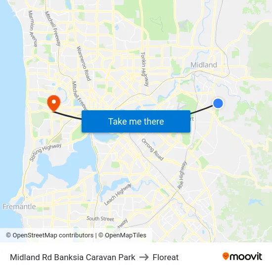 Midland Rd Banksia Caravan Park to Floreat map