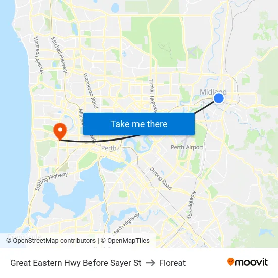 Great Eastern Hwy Before Sayer St to Floreat map