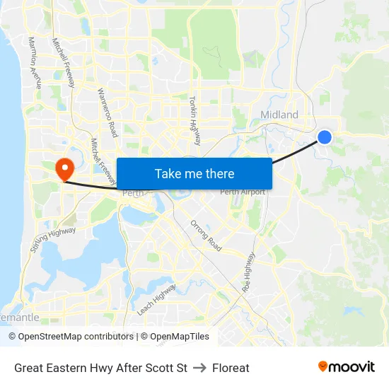 Great Eastern Hwy After Scott St to Floreat map