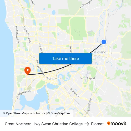 Great Northern Hwy Swan Christian College to Floreat map