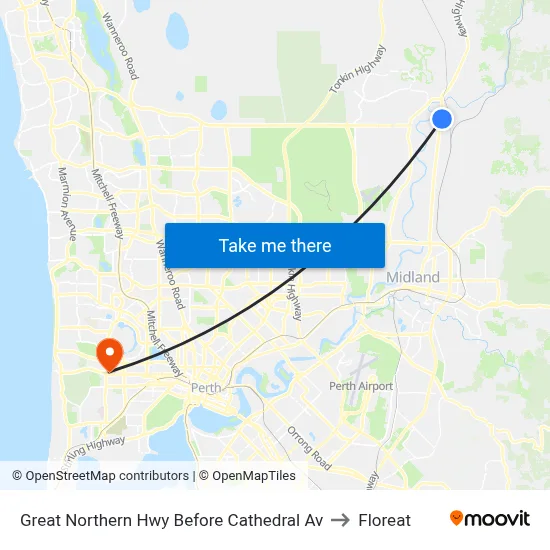 Great Northern Hwy Before Cathedral Av to Floreat map
