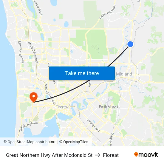 Great Northern Hwy After Mcdonald St to Floreat map