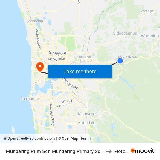 Mundaring Prim Sch   Mundaring Primary School to Floreat map