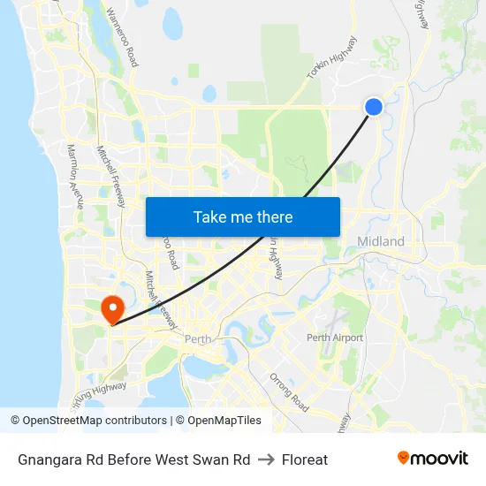 Gnangara Rd Before West Swan Rd to Floreat map