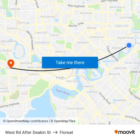 West Rd After Deakin St to Floreat map