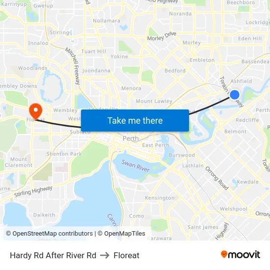 Hardy Rd After River Rd to Floreat map