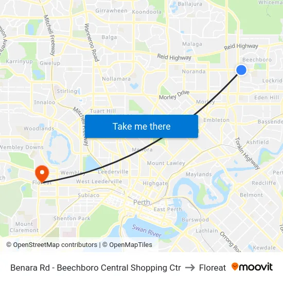 Benara Rd - Beechboro Central Shopping Ctr to Floreat map