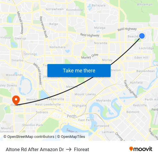 Altone Rd After Amazon Dr to Floreat map