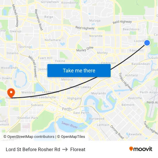 Lord St Before Rosher Rd to Floreat map