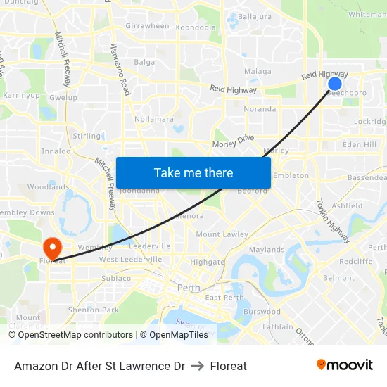 Amazon Dr After St Lawrence Dr to Floreat map