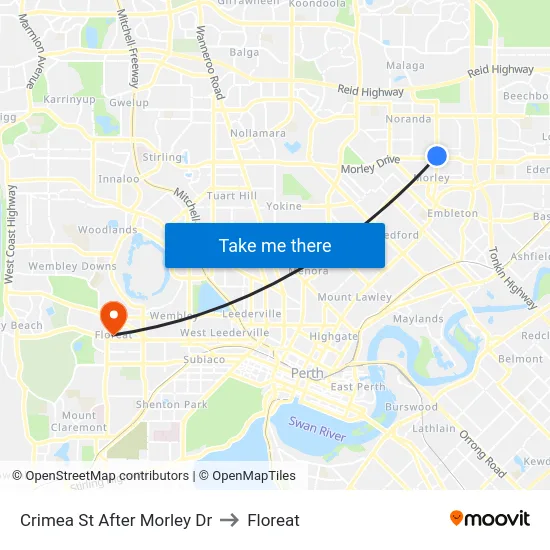 Crimea St After Morley Dr to Floreat map