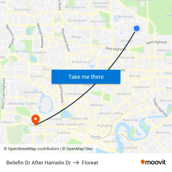 Bellefin Dr After Hamelin Dr to Floreat map