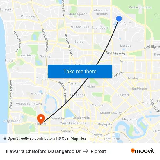 Illawarra Cr Before Marangaroo Dr to Floreat map