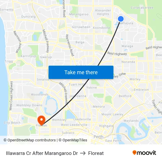 Illawarra Cr After Marangaroo Dr to Floreat map