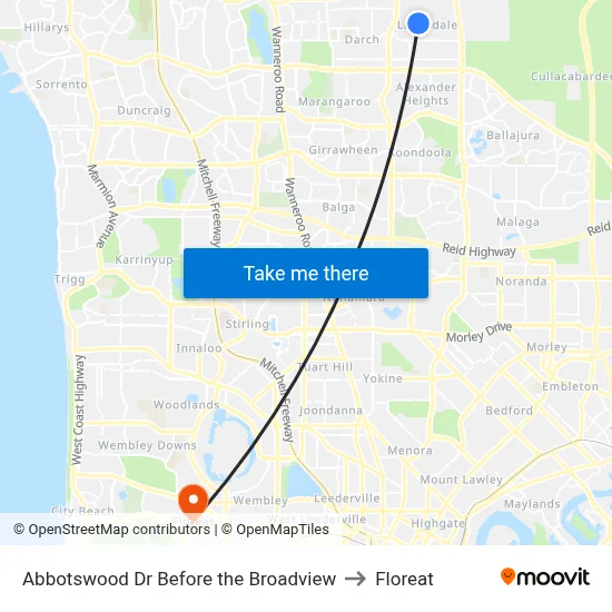 Abbotswood Dr Before the Broadview to Floreat map