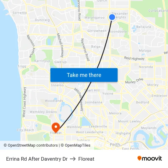 Errina Rd After Daventry Dr to Floreat map