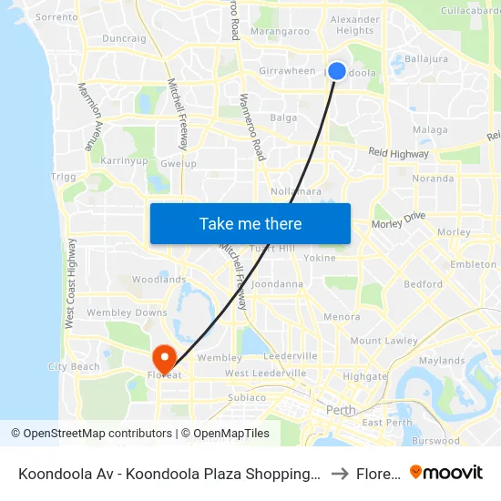 Koondoola Av - Koondoola Plaza Shopping Ctr to Floreat map