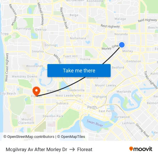 Mcgilvray Av After Morley Dr to Floreat map