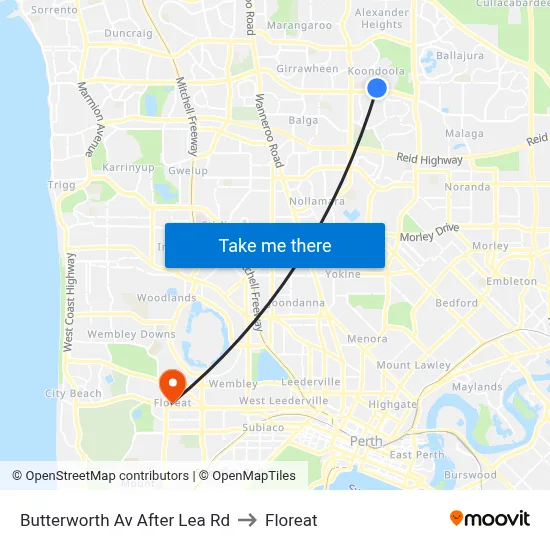 Butterworth Av After Lea Rd to Floreat map