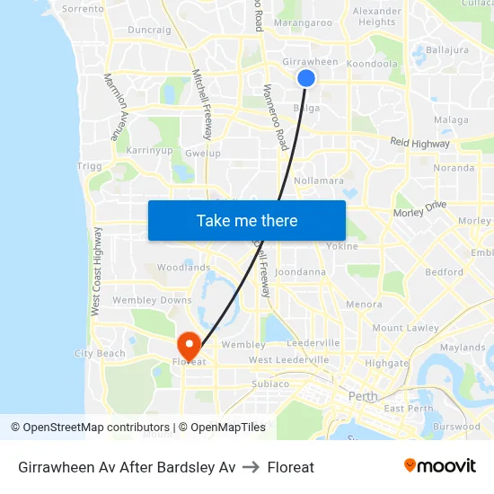 Girrawheen Av After Bardsley Av to Floreat map