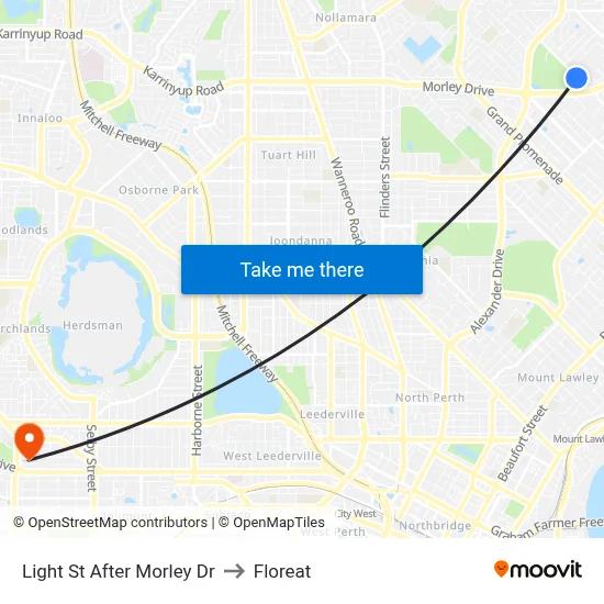 Light St After Morley Dr to Floreat map
