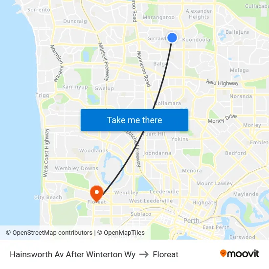 Hainsworth Av After Winterton Wy to Floreat map